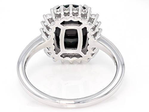 Pre-Owned 1.62ct Black Ethiopian Opal With 0.31ctw White Zircon Rhodium Over Sterling Silver Ring - Size 7