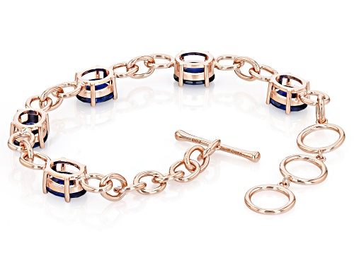 Pre-Owned Timna Jewelry Collection™13.25ctw Lab Created Blue Spinel Copper Station Bracelet - Size 7.25