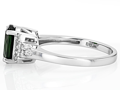 Pre-Owned 1.67ct Oval Chrome Diopside With 0.20ctw White Moissanite Fire(R) Rhodium Over Sterling Si - Size 8