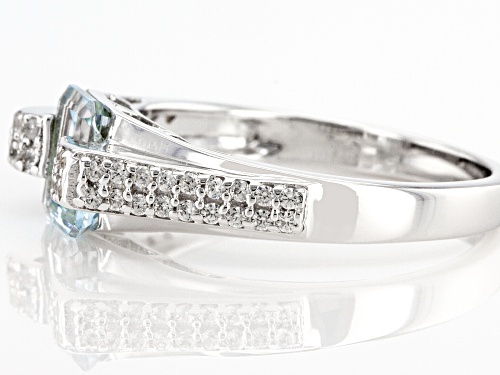 Pre-Owned 1.60ct Glacier Topaz™ With 0.43ctw Round White Zircon Rhodium Over Sterling Silver Ring - Size 11
