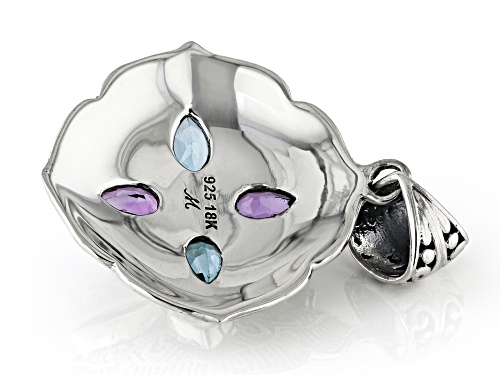 Pre-Owned Artisan Collection of Bali™ Amethyst & Swiss Blue Topaz Sterling Silver & 18K Gold Accent