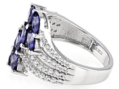 Pre-Owned Bella Luce® Esotica™ 3.54ctw Tanzanite And White Diamond Simulants Rhodium Over Sterling S - Size 6