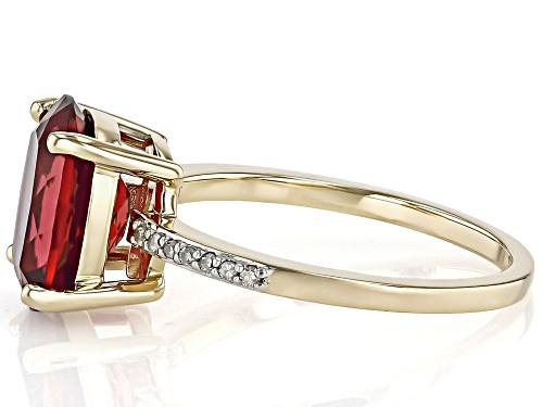 Pre-Owned 2.70ct Lab Created Bixbite With 0.06ctw White Diamond 10k Yellow Gold Ring - Size 8