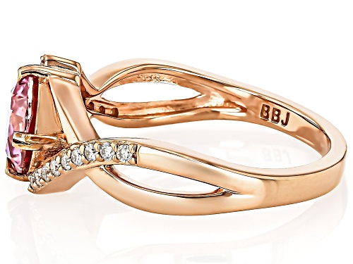 Pre-Owned MOISSANITE FIRE® & PINK MOISSANITE 1.38CTW DEW 14K ROSE GOLD OVER SILVER RING - Size 7