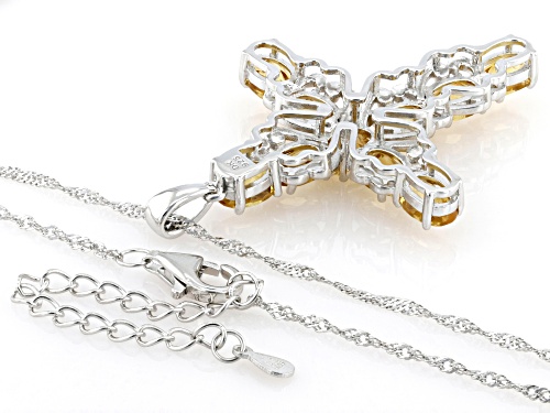 Pre-Owned 6.80ctw Citrine Rhodium Over Sterling Silver Cross Pendant with Chain