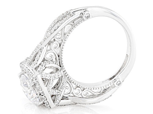 Pre-Owned Bella Luce® 4.30ctw White Diamond Simulant Platinum Over Sterling Silver Ring(2.60ctw DEW) - Size 5