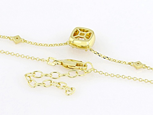 Pre-Owned MOISSANITE FIRE® 1.42CTW DEW SQUARE CUSHION AND ROUND 14K YELLOW GOLD OVER SILVER NECKLACE - Size 18