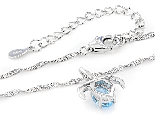 Pre-Owned 0.81ct Glacier Topaz™ Rhodium Over Sterling Silver Capricorn Birthstone Pendant With Chain