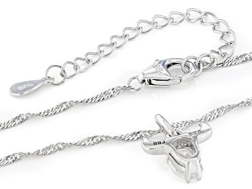 Pre-Owned 1.13ct Oval White Zircon Rhodium Over Sterling Silver Taurus Birthstone Pendant With Chain