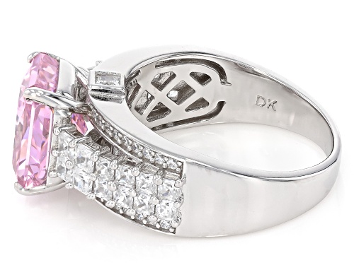 Pre-Owned Bella Luce® 8.13ctw Pink & White Diamond Simulant Rhodium Over Sterling Silver Ice Flower - Size 5