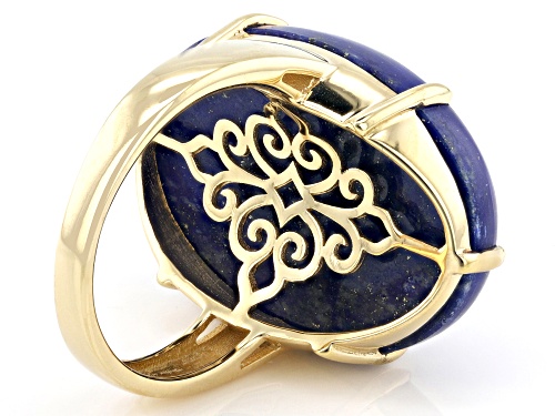 Pre-Owned 25x18mm Lapis Lazuli 18k Yellow Gold Over Sterling Silver Solitaire Ring - Size 6