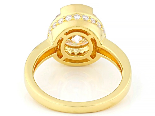 Pre-Owned MOISSANITE FIRE® 4.02CTW DEW ROUND BRILLIANT 14K YELLOW GOLD OVER SILVER RING - Size 8