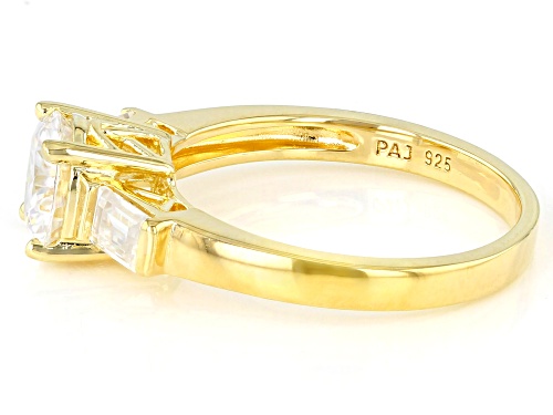 Pre-Owned MOISSANITE FIRE® 1.64CTW DEW ROUND & BAGUETTE 14K YELLOW GOLD OVER SILVER RING - Size 7