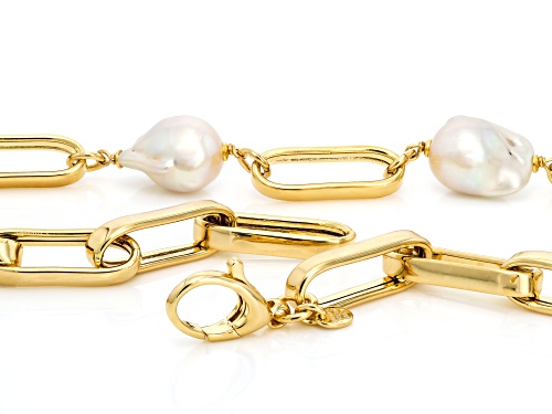 Pre-Owned Perla Milano™ 12mm White Cultured Freshwater Pearl 18k Yellow Gold Over Bronze 23 Inch Nec - Size 23