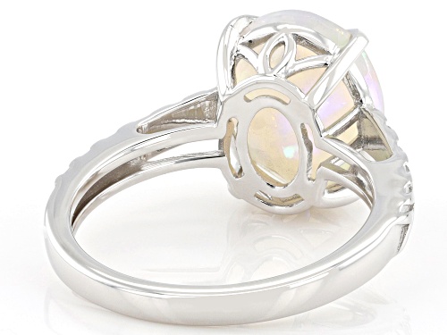 Pre-Owned 1.99ct Ethiopian Opal Rhodium Over Sterling Silver Solitaire Ring - Size 7