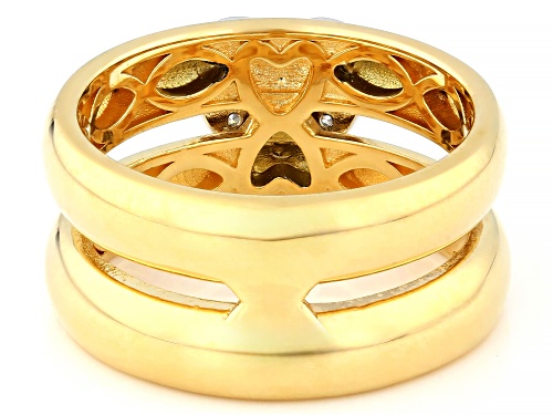 Pre-Owned MOISSANITE FIRE® 0.21CTW DEW ROUND 14K YELLOW GOLD OVER SILVER HEART RING - Size 7