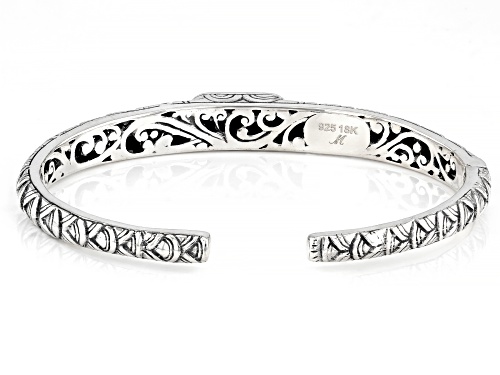 Pre-Owned Artisan Collection of Bali™ Sterling Silver & 18K Gold Scallop Patterned Cuff Bracelet - Size 6.75