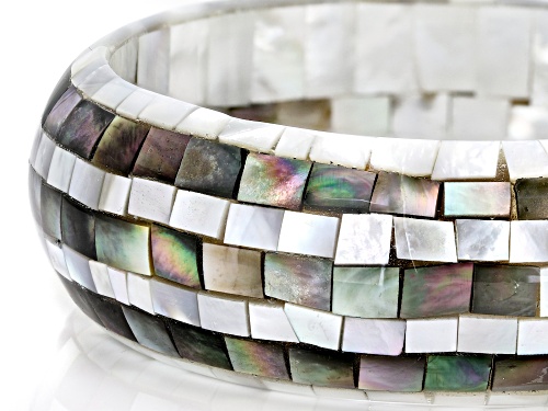 Pre-Owned Black And White Tahitian Mother-Of-Pearl Bangle
