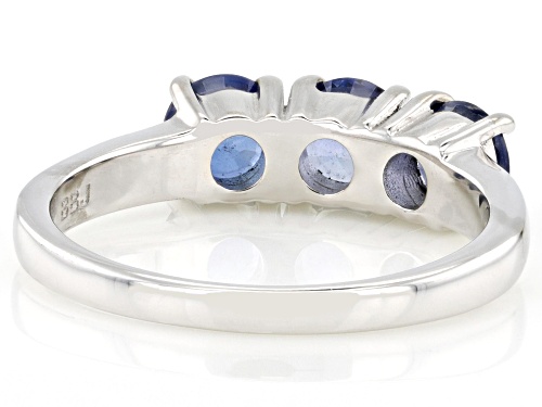 Pre-Owned 1.55ctw Blue Sapphire Rhodium Over Sterling Silver Ring - Size 7