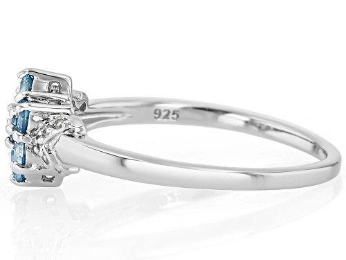 Pre-Owned 0.35ctw Ofiki Nigerian Aquamarine With 0.06ctw Zircon Rhodium Over Sterling Silver Ring - Size 9
