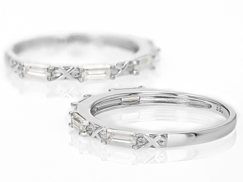 Pre-Owned MOISSANITE FIRE® 0.72CTW DEW BAGUETTE PLATINEVE® SET OF 2 RINGS - Size 11
