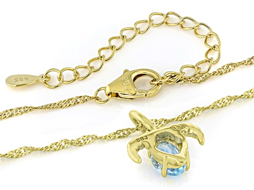 Pre-Owned 0.81ct Glacier Topaz™ 18k Yellow Gold Over Sterling Silver Capricorn Birthstone Pendant Wi