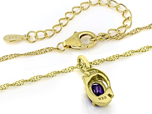 Pre-Owned 0.64ct Oval Amethyst 18k Yellow Gold Over Sterling Silver Pisces Birthstone Pendant With C