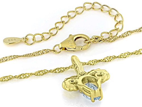 Pre-Owned 0.60ct Oval Aquamarine 18k Yellow Gold Over Sterling Silver Aries Birthstone Pendant With