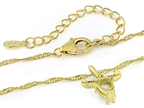 Pre-Owned 1.04ct White Zircon 18k Yellow Gold Over Sterling Silver Taurus Birthstone Pendant With Ch