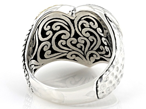 Pre-Owned Artisan Collection of Bali™ Sterling Silver & 18K Gold Scrollwork Heart Ring - Size 8