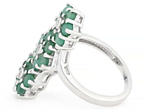 Pre-Owned 1.68ctw Round Brazilian Emerald With 0.02ctw Round Diamond Accent Rhodium Over Silver Ring - Size 7
