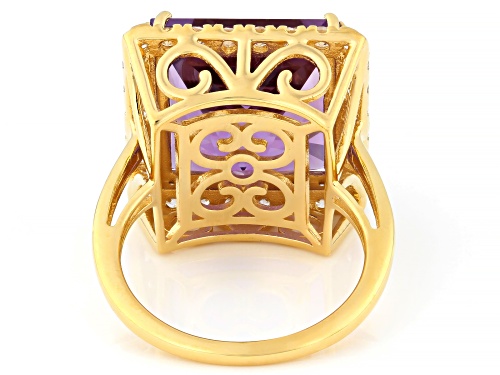 Pre-Owned 10.20ct Canela Amethyst With 1.20ctw White Zircon 18k Yellow gold Over Sterling Silver Rin - Size 10