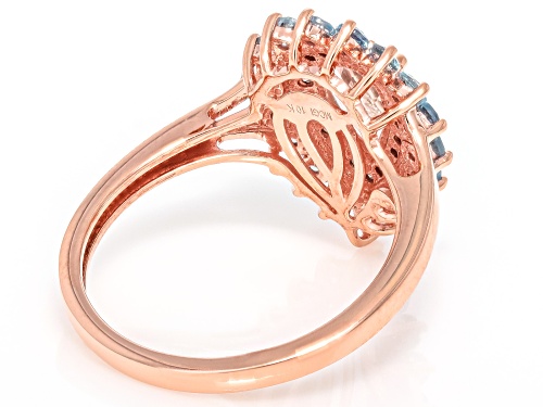 Pre-Owned 1.23ctw Cor-De-Rosa Morganite™, Santa Maria Aquamarine & White Diamond 10k Rose Gold Ring - Size 6