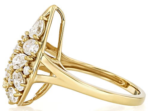 Pre-Owned MOISSANITE FIRE® 1.75CTW DEW PEAR AND OVAL AND ROUND 14K YELLOW GOLD OVER SILVER RING - Size 6