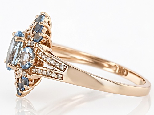 Pre-Owned 1.24ctw Santa Maria Aquamarine With 0.11ctw White Diamond 10k Rose Gold Ring - Size 5