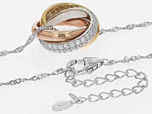 Pre-Owned MOISSANITE FIRE® 1.20CTW TRI COLOR INTERTWINE CIRCLE PENDANT WITH PLATINEVE® CHAIN