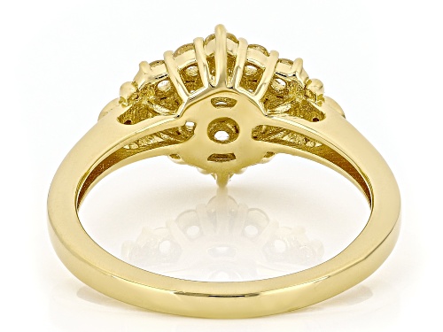 Pre-Owned 0.57ctw Imperial Topaz With 0.04ctw Lab Grown Diamond 18K Yellow Gold Sterling Silver Ring - Size 8