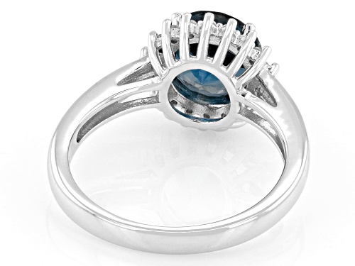 Pre-Owned 2.04ct London Blue Topaz with 0.15ctw White Topaz Rhodium Over Sterling Silver Ring - Size 9