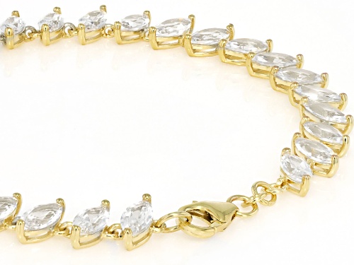 Pre-Owned 14.14ctw Marquise Lab Created White Sapphire 18k Yellow Gold Over Sterling Silver Bracelet - Size 7.25