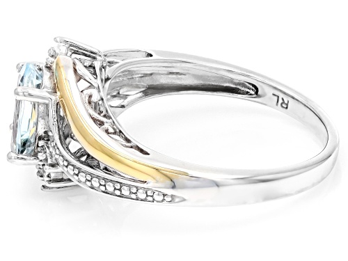 Pre-Owned 1.05ct Aquamarine with Diamond Accent Rhodium and 10k Yellow Gold Over Sterling Silver Rin - Size 7