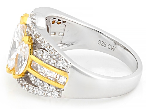 Pre-Owned Charles Winston For Bella Luce® 3.81ctw White Diamond Simulant Rhodium Over Silver And Ete - Size 9