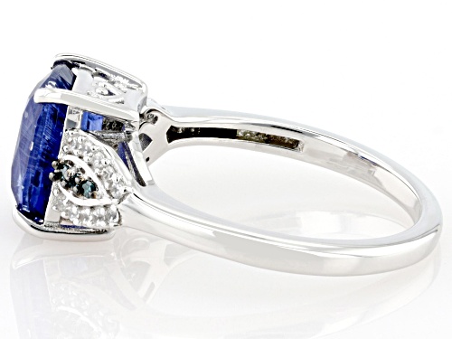 Pre-Owned 2.46ct Blue Kyanite with 0.08ctw White Zircon & 0.02ctw Blue Diamond Accent Rhodium Over S - Size 8