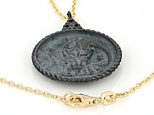 Pre-Owned Artisan Collection of Turkey™0.26ctw Cubic Zirconia & Oxidized Disc 18K Gold Over Silver N - Size 20