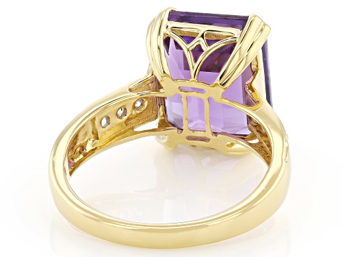 Pre-Owned 4.68ct Canela Amethyst With Prazana® Lab-Grown Diamonds 18k Yellow Gold Over Sterling Silv - Size 9