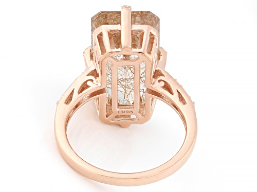 Pre-Owned 9.26ct Copper Rutilated Quartz with 0.14ctw White Zircon 18k Rose Gold Over Sterling Ring - Size 7