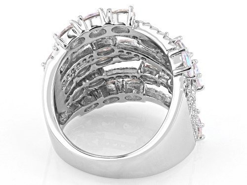 Pre-Owned Bella Luce® 6.12ctw Aurora Borealis And White Diamond Simulants Rhodium Over Sterling Silv - Size 8