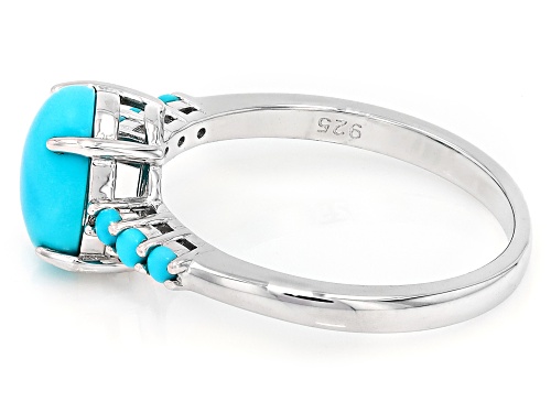 Pre-Owned Blue Sleeping Beauty Turquoise Rhodium Over Sterling Silver Ring - Size 8