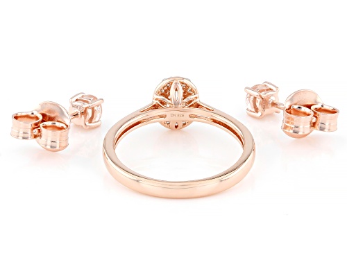 Pre-Owned 0.71ctw Morganite, 0.07ctw White Zircon 18k Rose Gold Over Sterling Silver Ring and Earrin