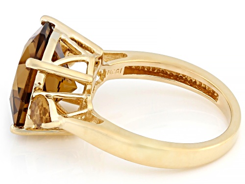 Pre-Owned 6.89ctw Champagne Quartz 18k Yellow Gold Over Sterling Silver Ring - Size 6