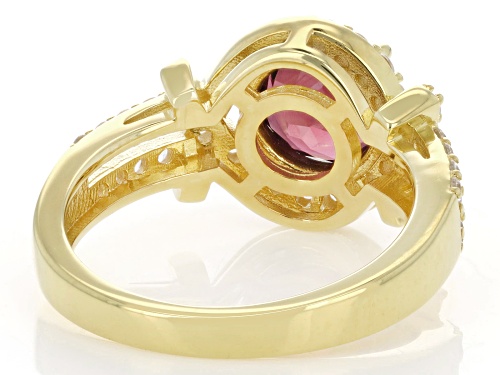 Pre-Owned 2.13ct Grape Color Garnet With 0.32ctw White Zircon 18K Yellow Gold Over Sterling Silver R - Size 8